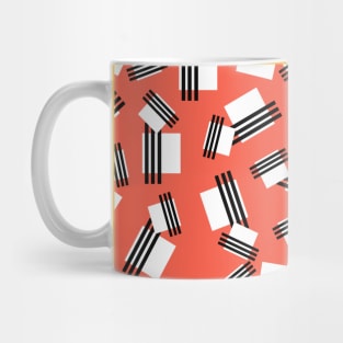 Pattern White squares with black stripes on a pink background Mug